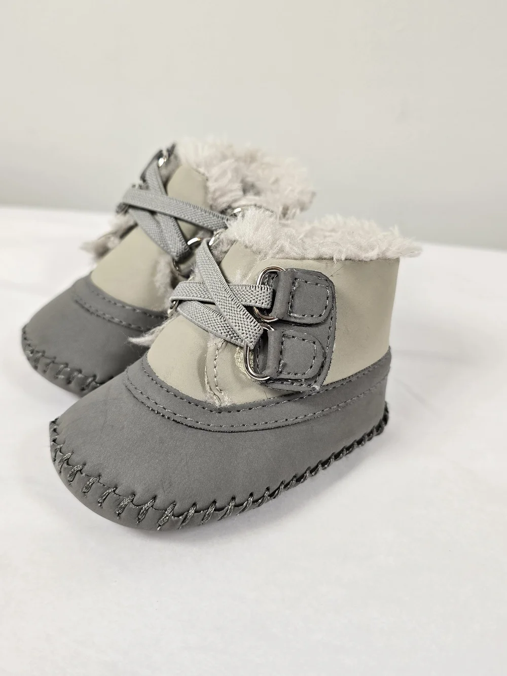 Xeyes Baby Faux-Fur Lined Winter Booties - Gray 0-3M